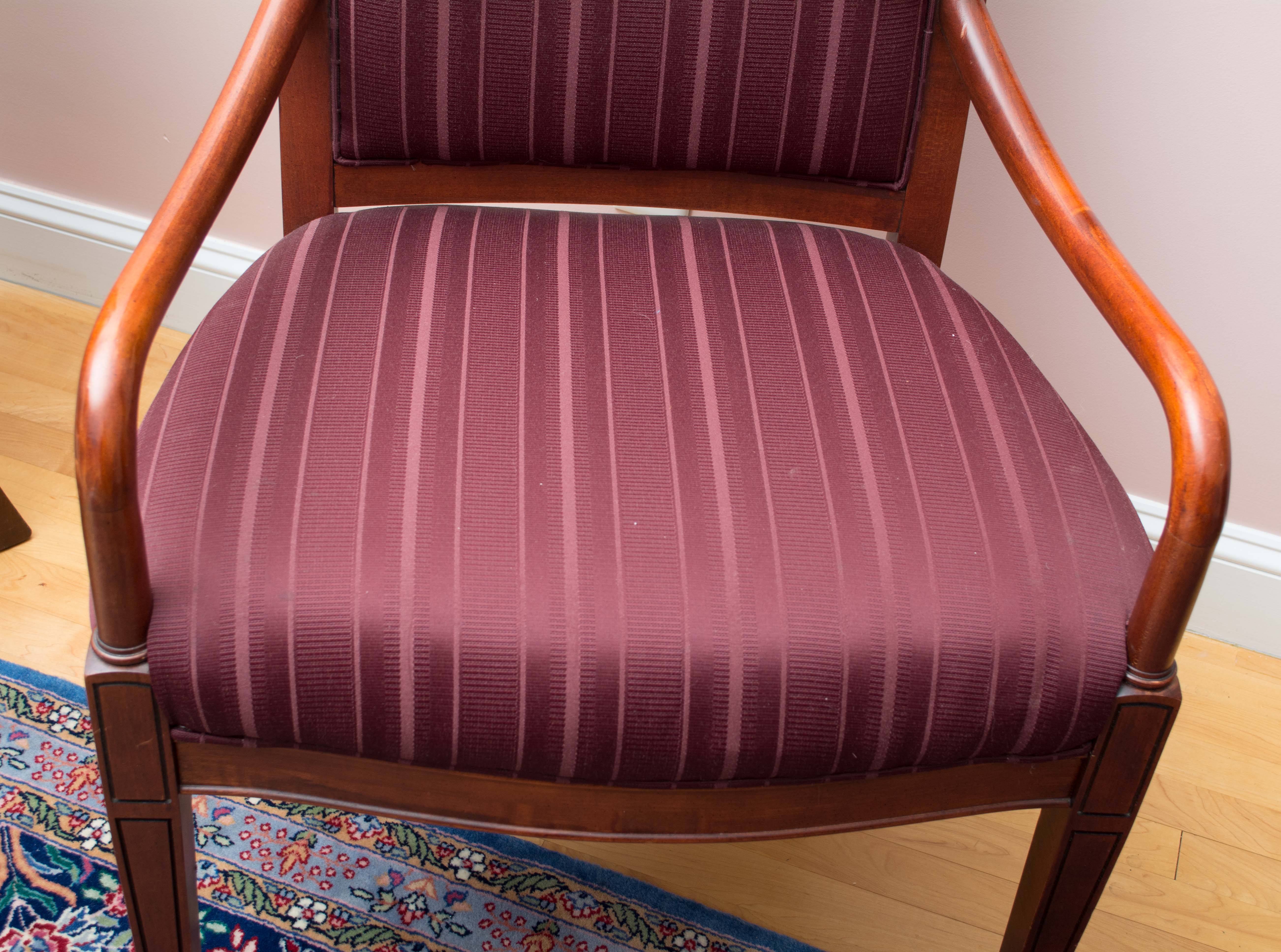 Regency Style Upholstered Mahogany Armchair