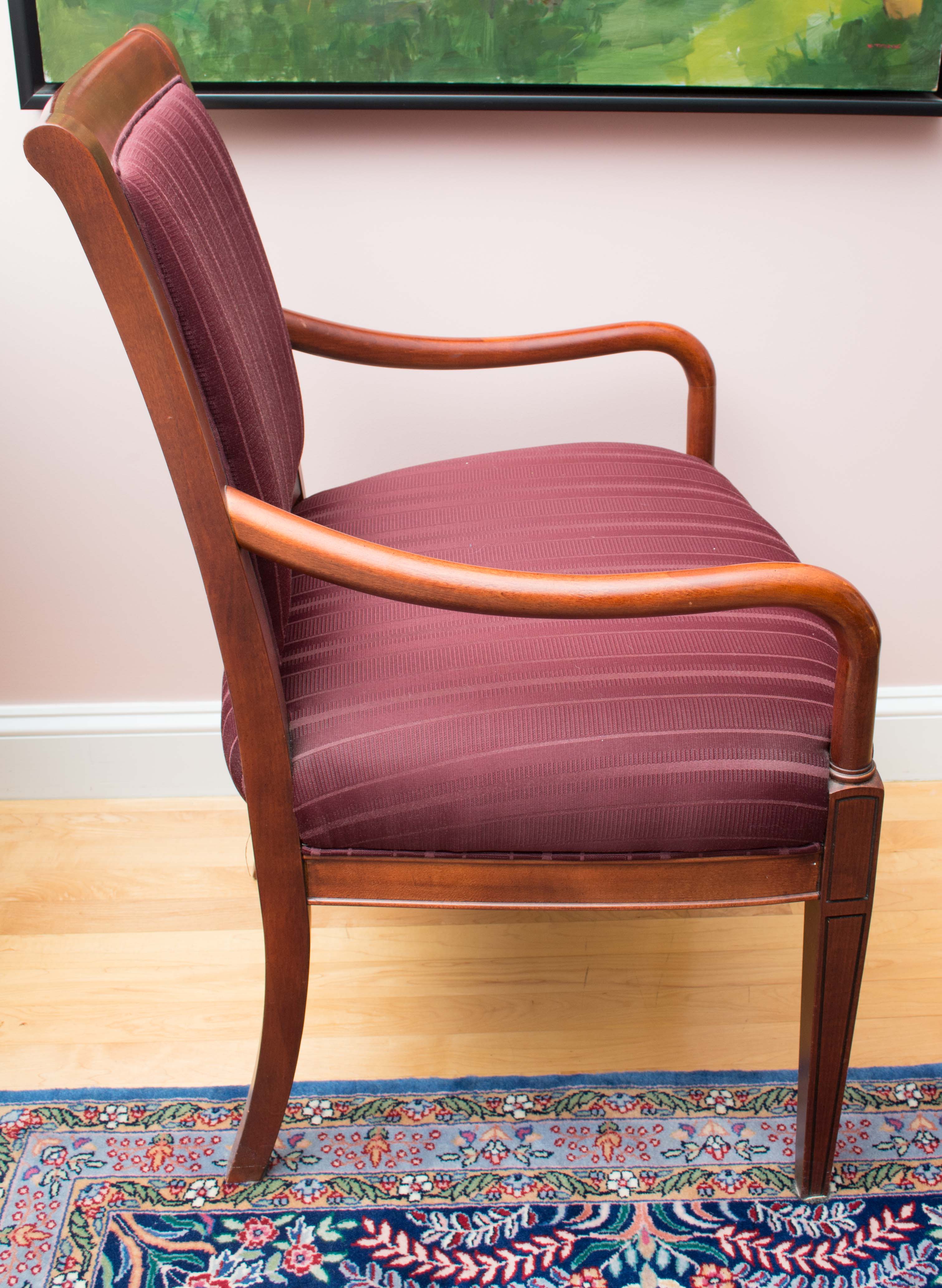 Regency Style Upholstered Mahogany Armchair