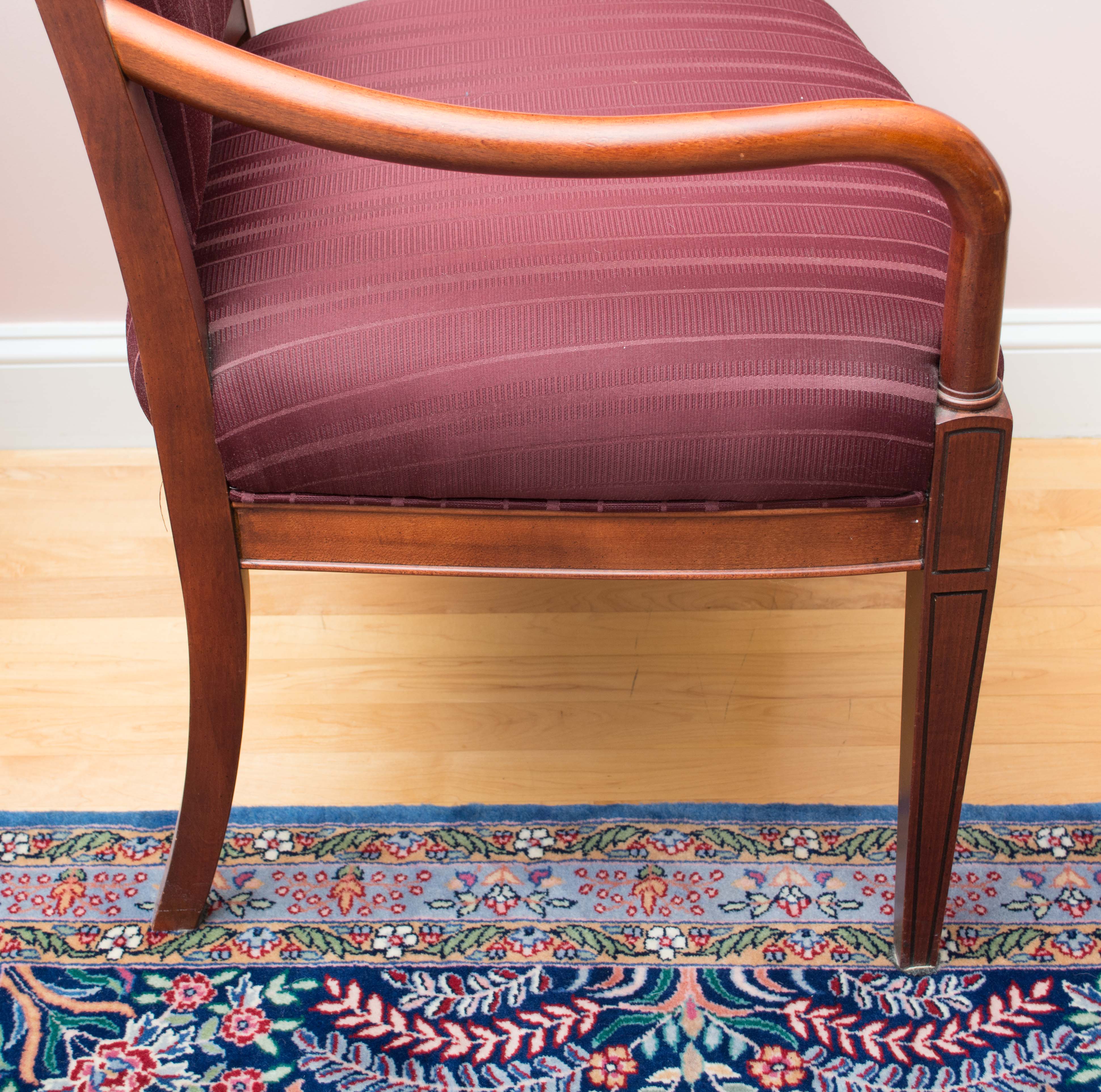 Regency Style Upholstered Mahogany Armchair