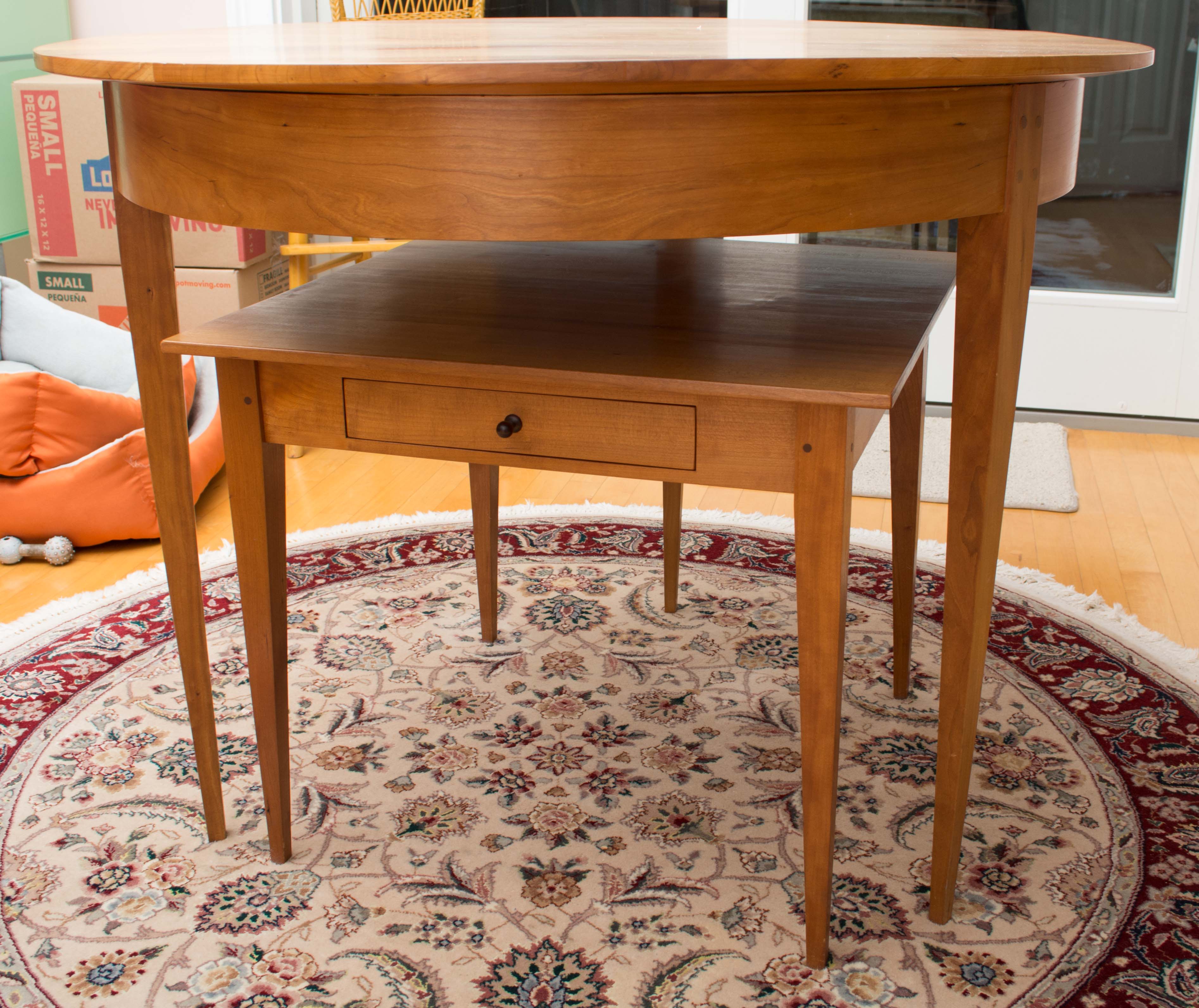 Custom Federal Style Cherry Round Table and End Table