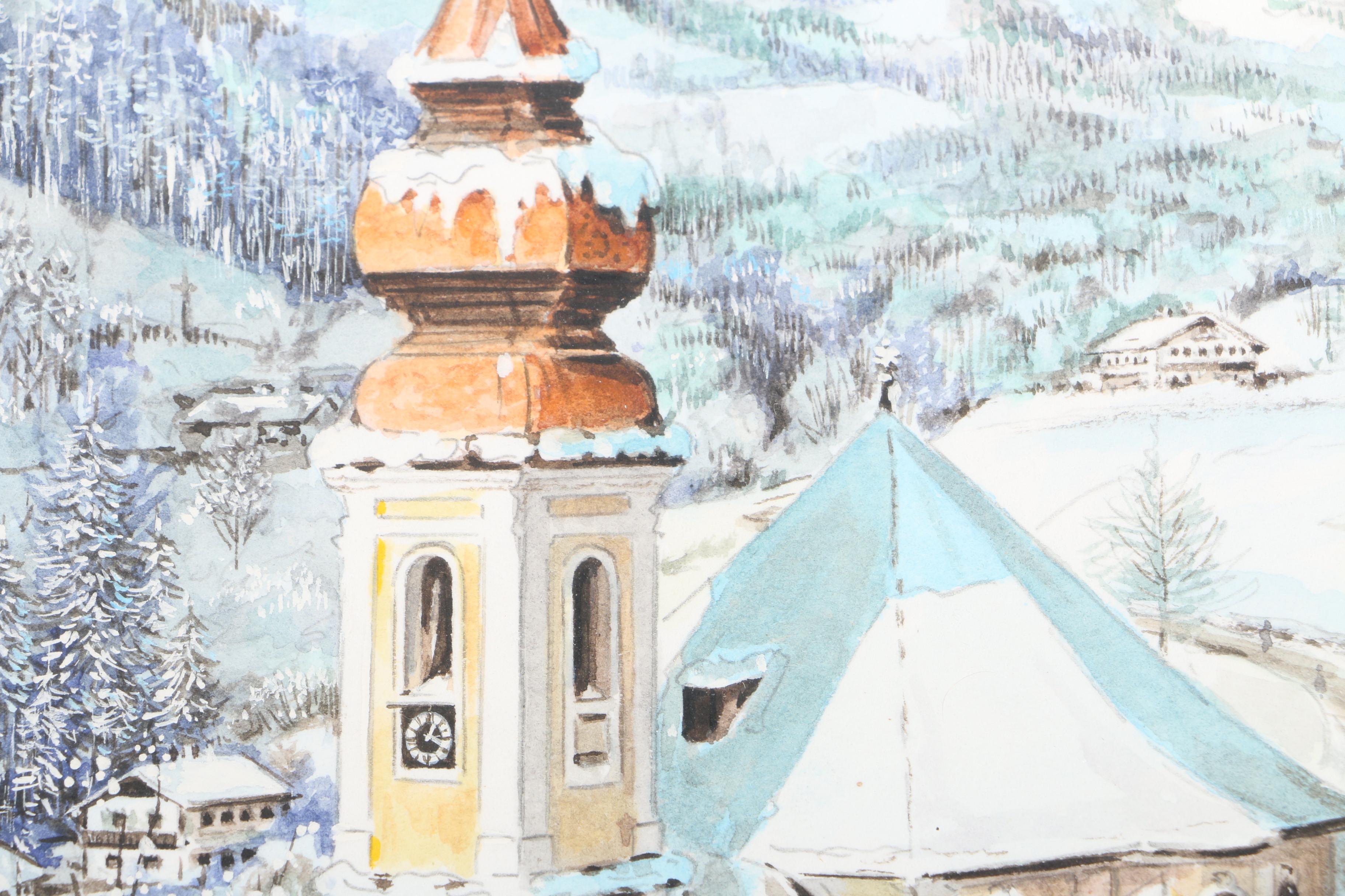 Karl G. Scheffel Gouache Paintings of Castles