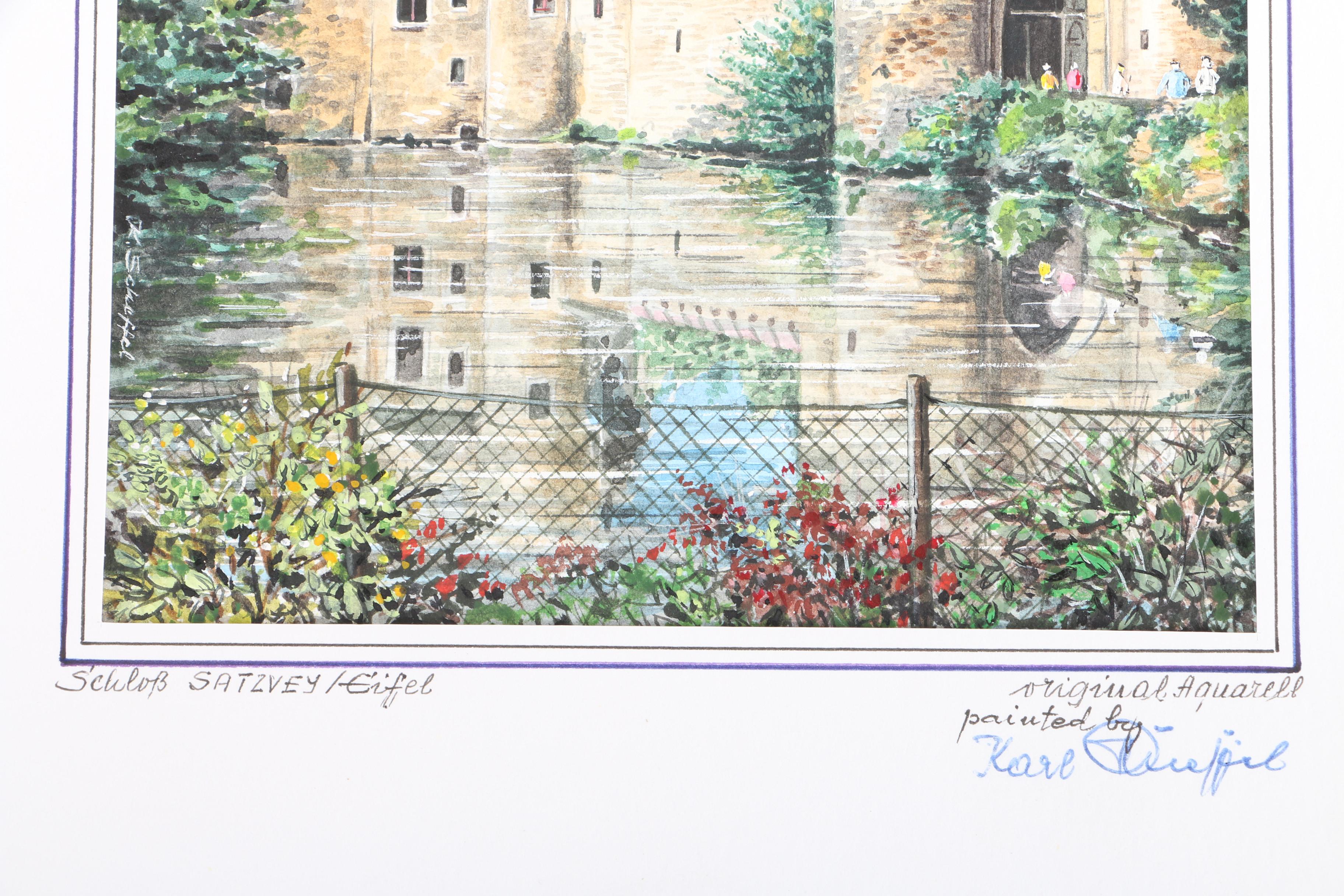 Karl G. Scheffel Gouache Paintings of Castles