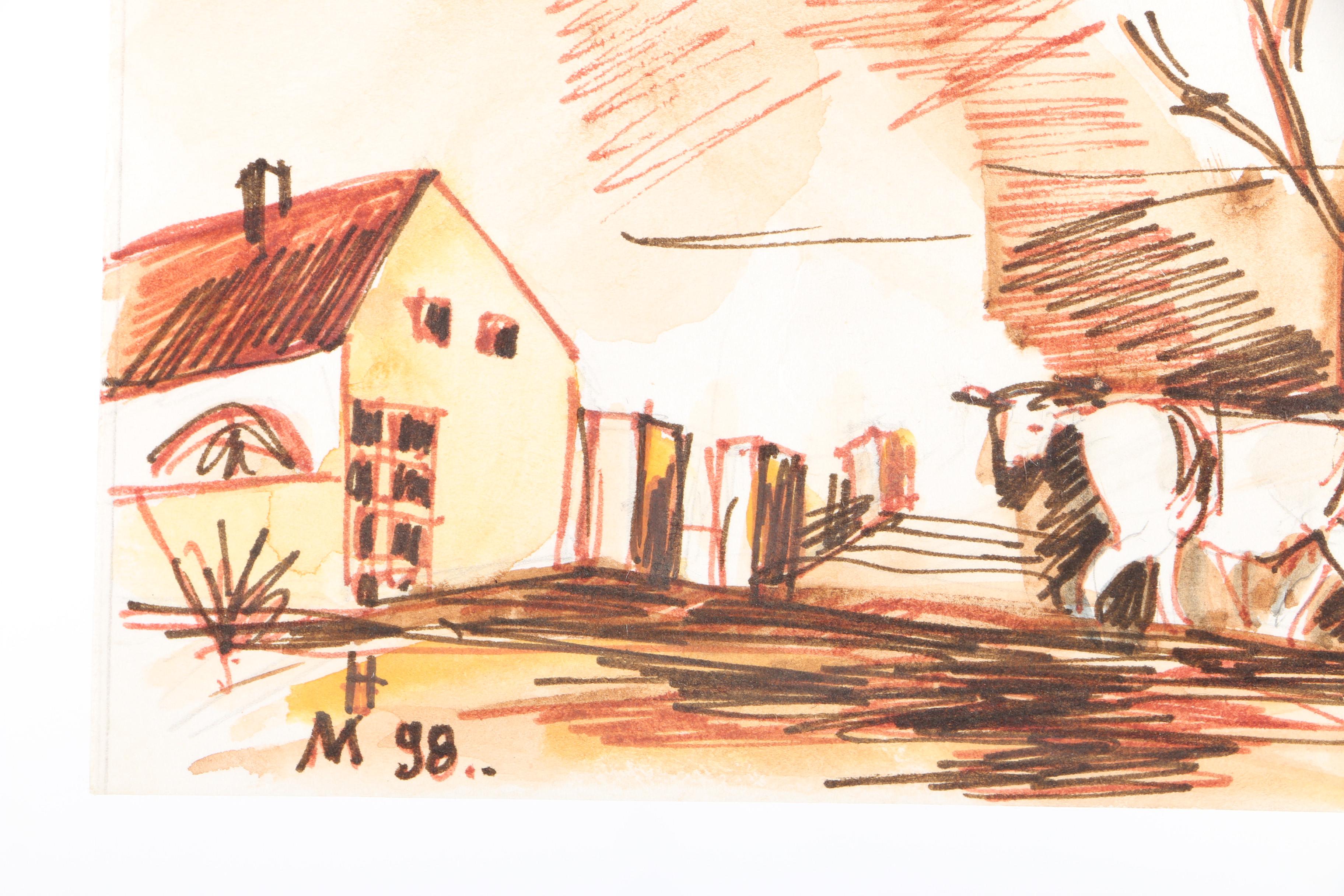 Karl G. Scheffel Gouache Paintings of Castles