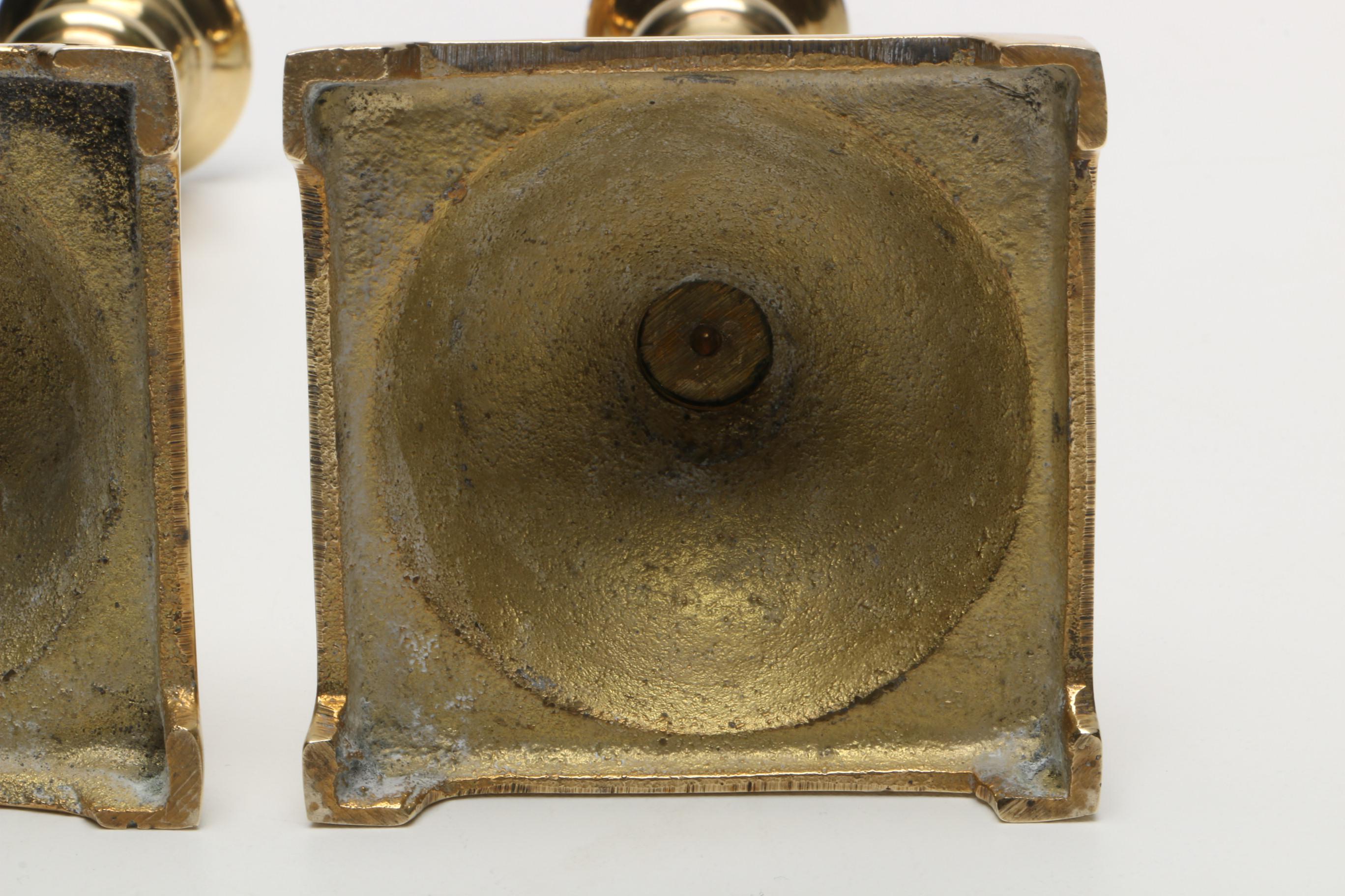 Brass Candlesticks and Silver-Tone Candleholder