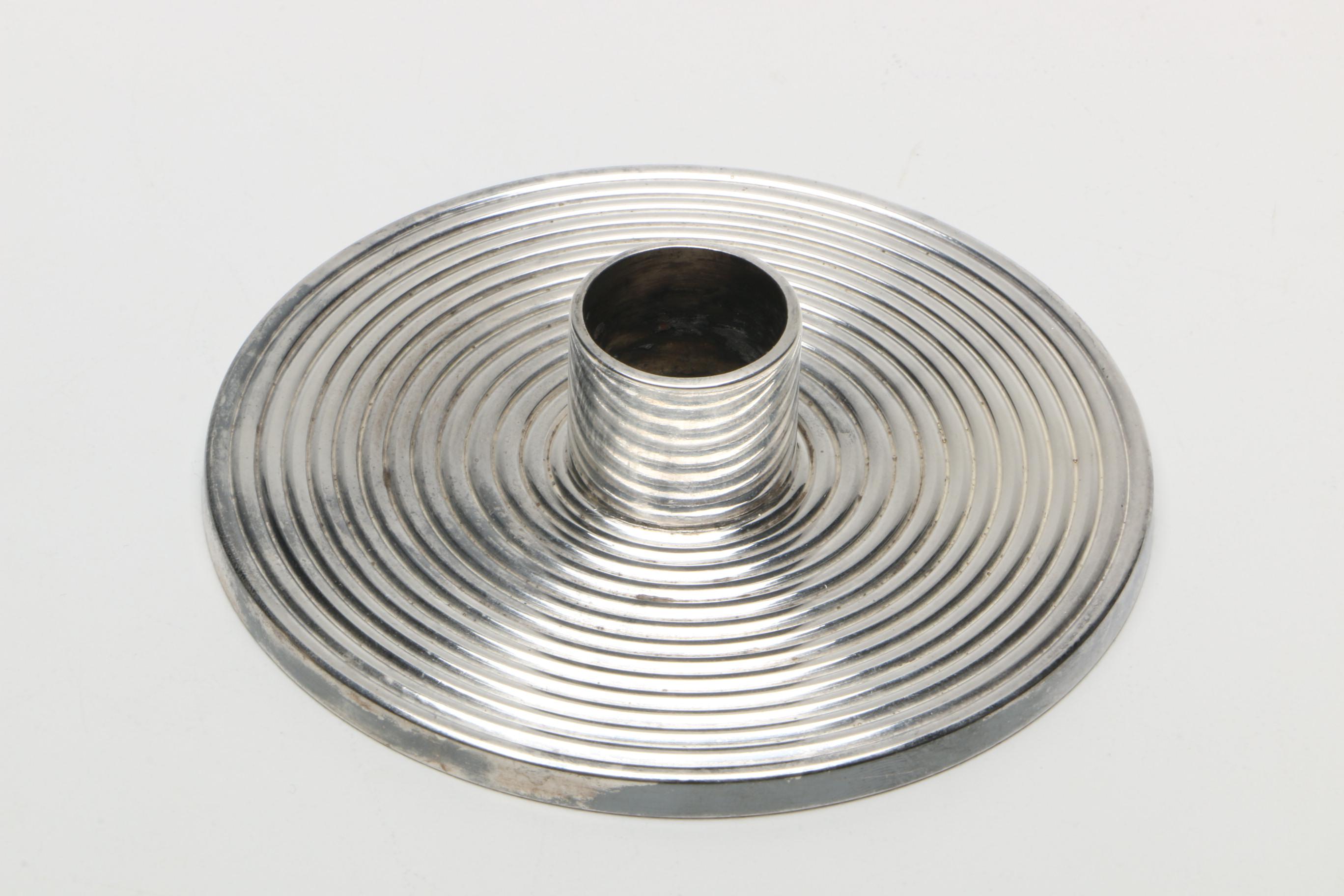 Brass Candlesticks and Silver-Tone Candleholder