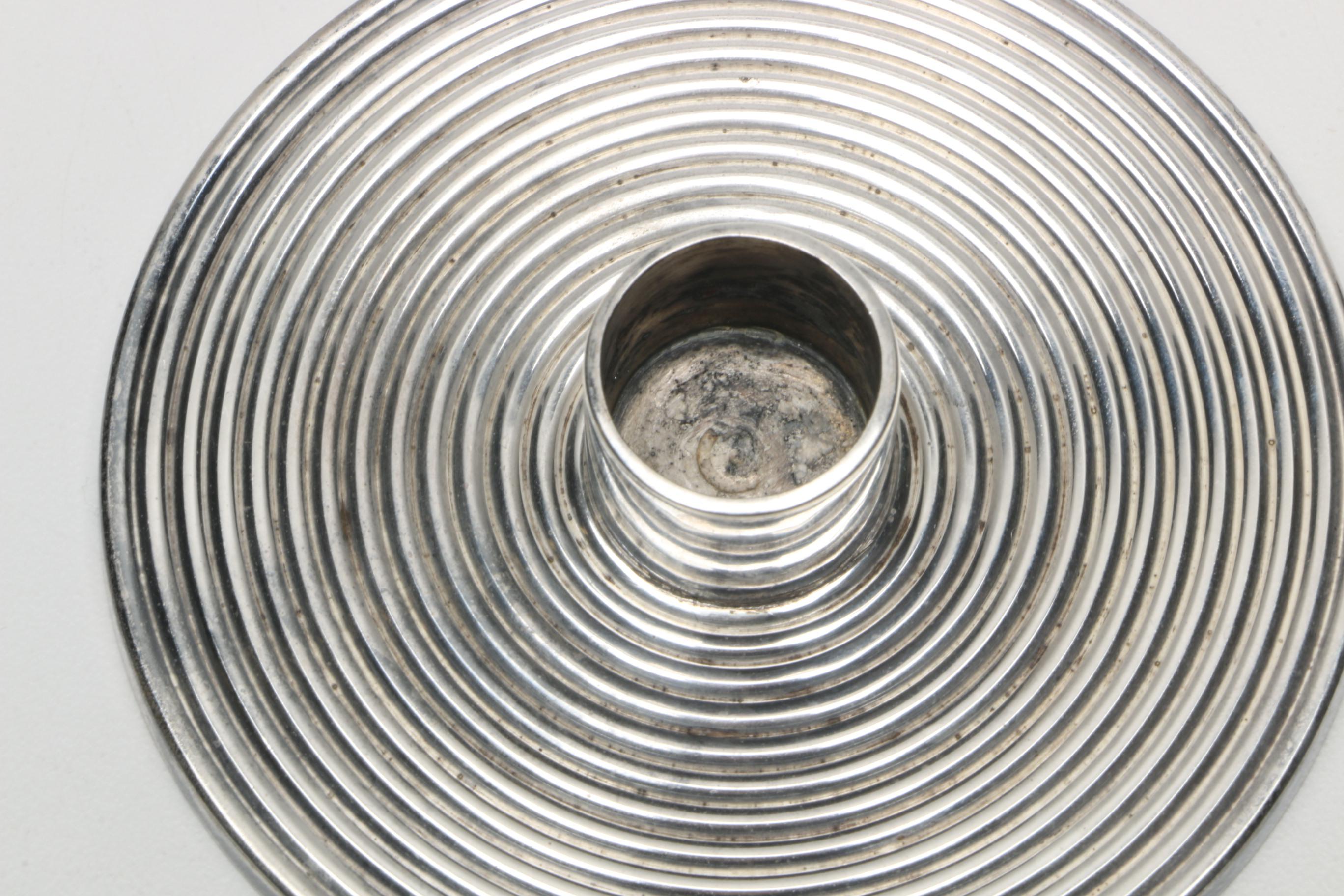 Brass Candlesticks and Silver-Tone Candleholder