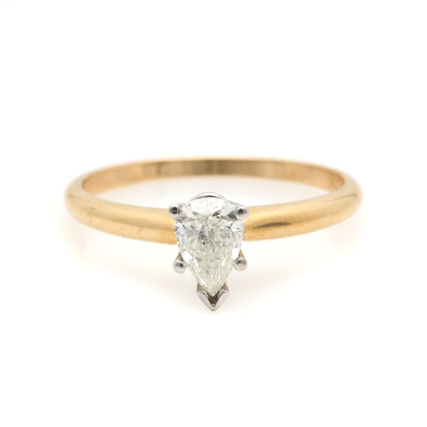 14K Yellow Gold Diamond Solitaire Ring