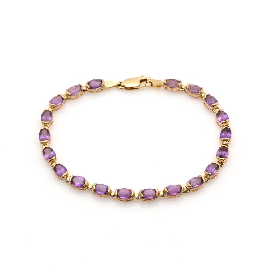 14K Yellow Gold Amethyst Bracelet