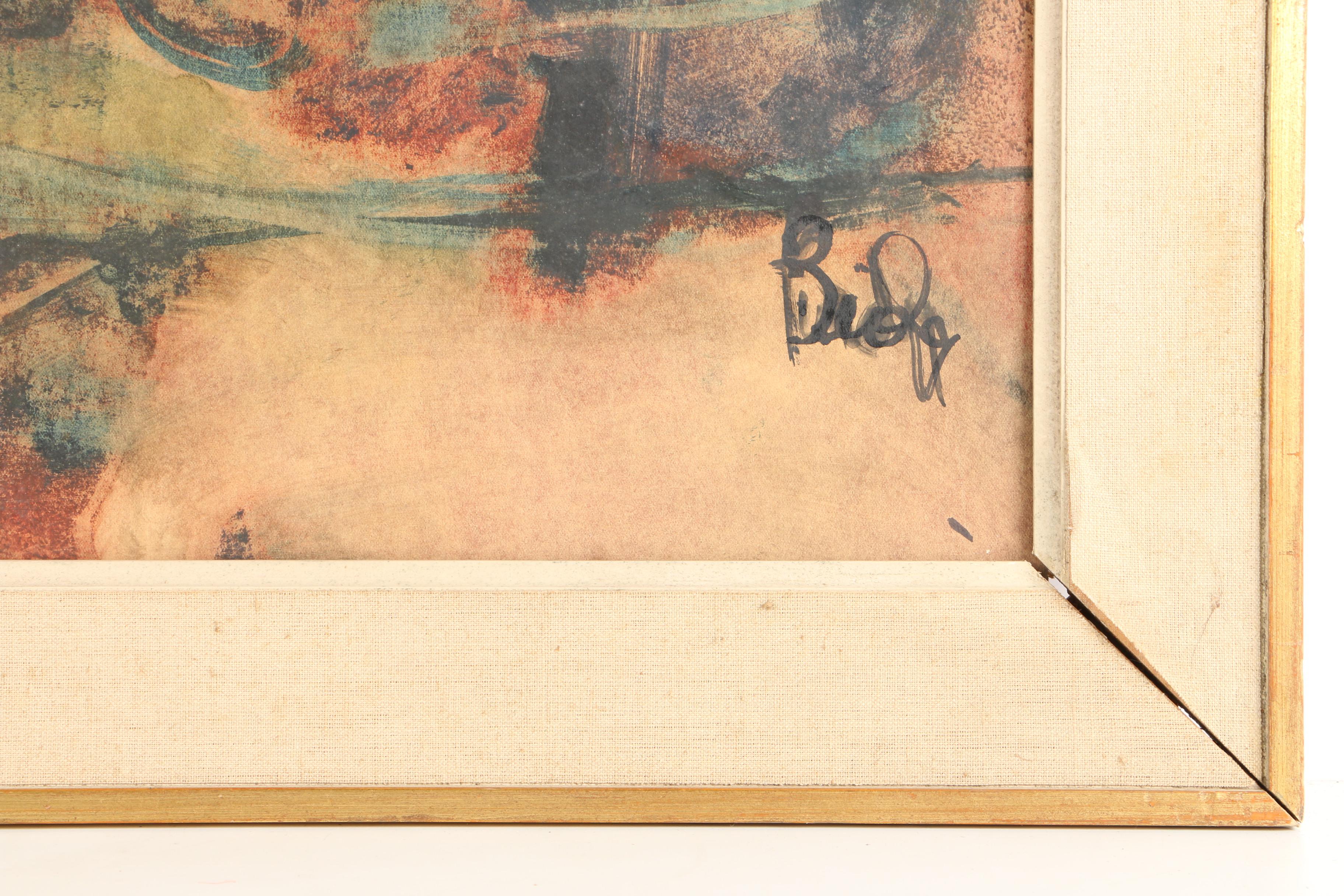 Donald Purdy Mixed Media and Oil Painting of Abstract Composition