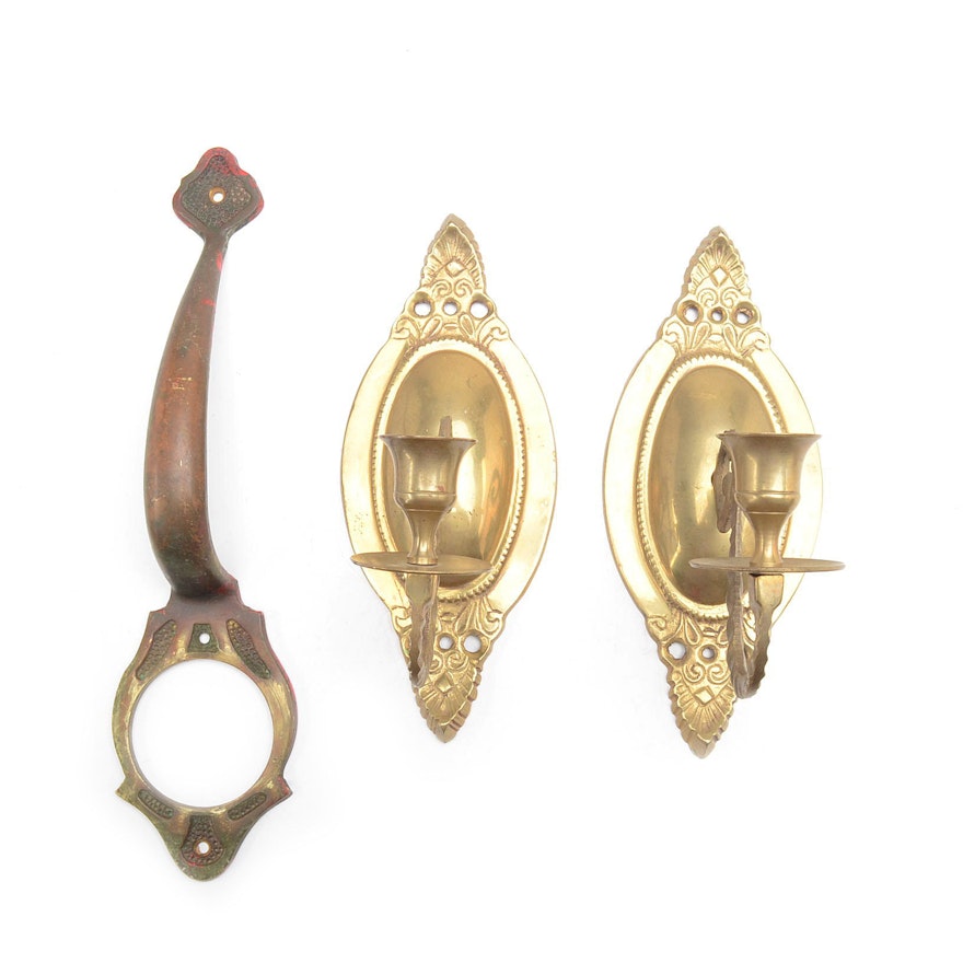 Brass Wall Sconces and Door Pull