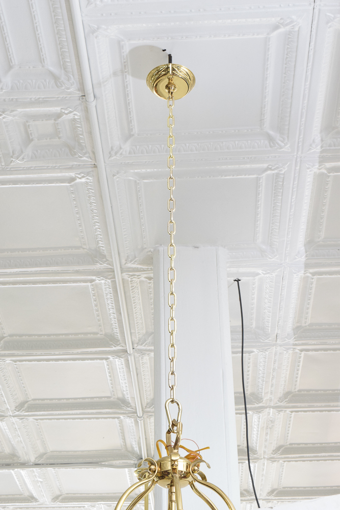 Brass and Beveled Glass Ceiling Light