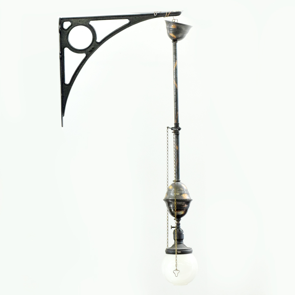 Antique Schoolhouse Style Pendant Light Fixture with Bracket