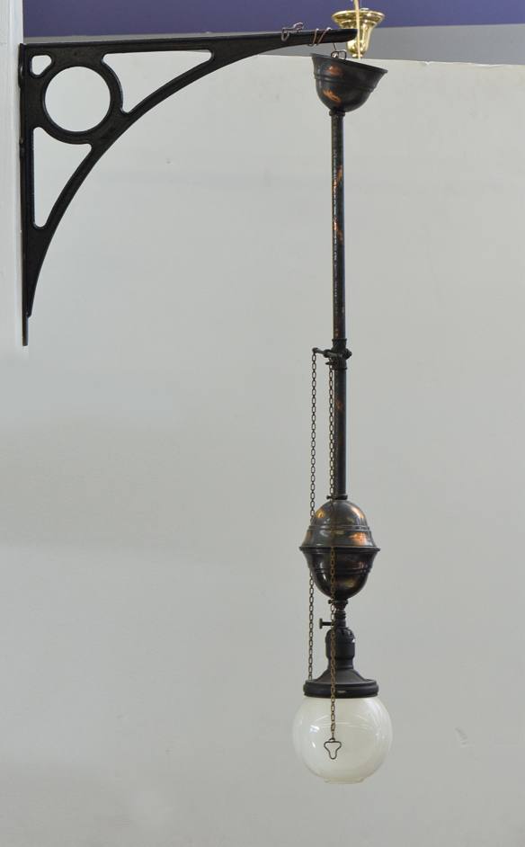 Antique Schoolhouse Style Pendant Light Fixture with Bracket