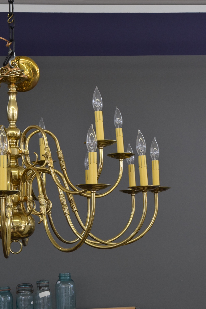 Georgian Style Eighteen Arm Brass Chandelier