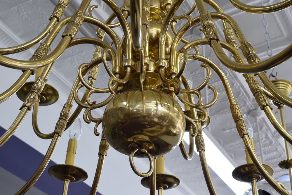 Georgian Style Eighteen Arm Brass Chandelier