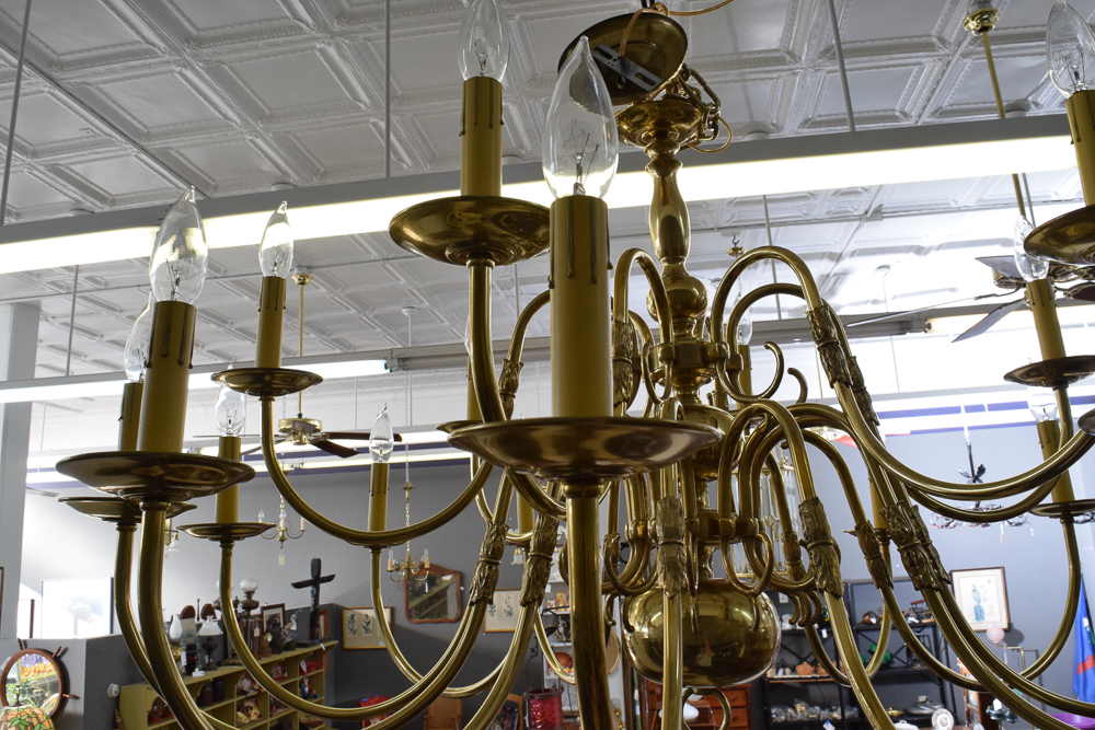 Georgian Style Eighteen Arm Brass Chandelier