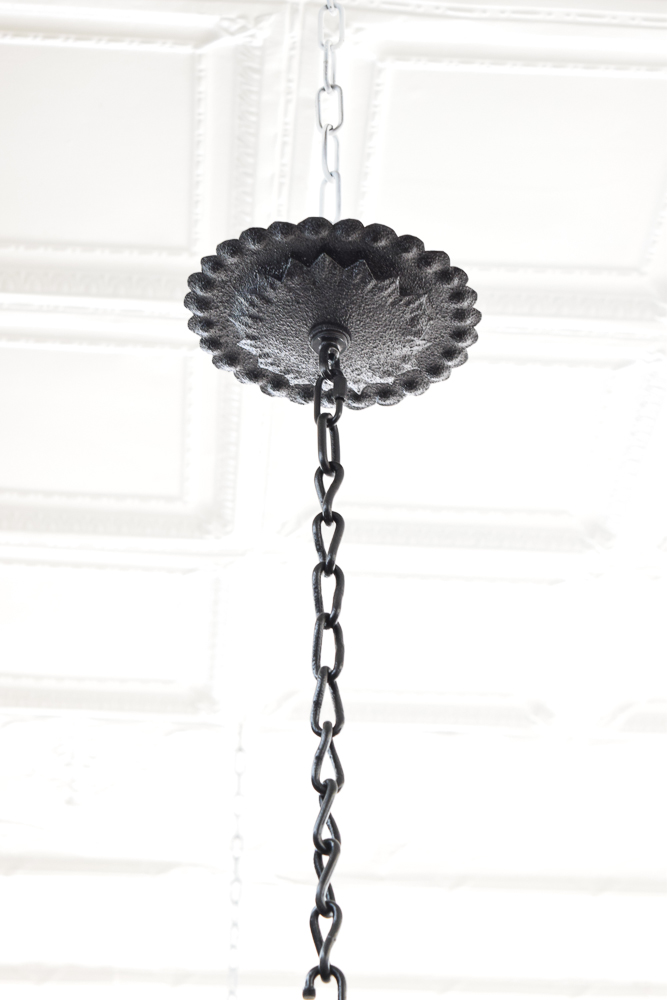 Antique Rococo Style Wrought Iron Chandelier
