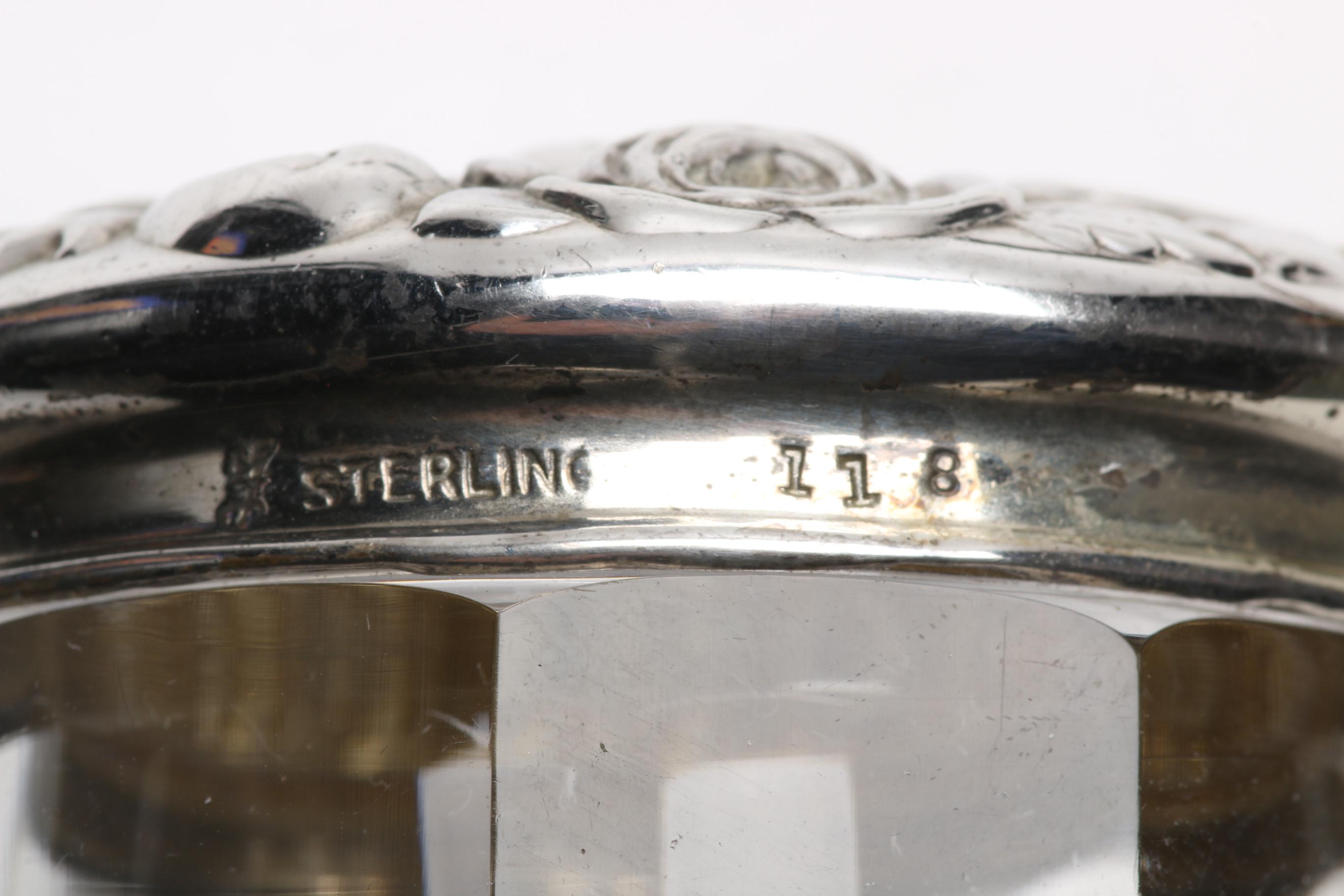 1893 William Stringer Mills London Powder Jar with Other Sterling Vanity Items