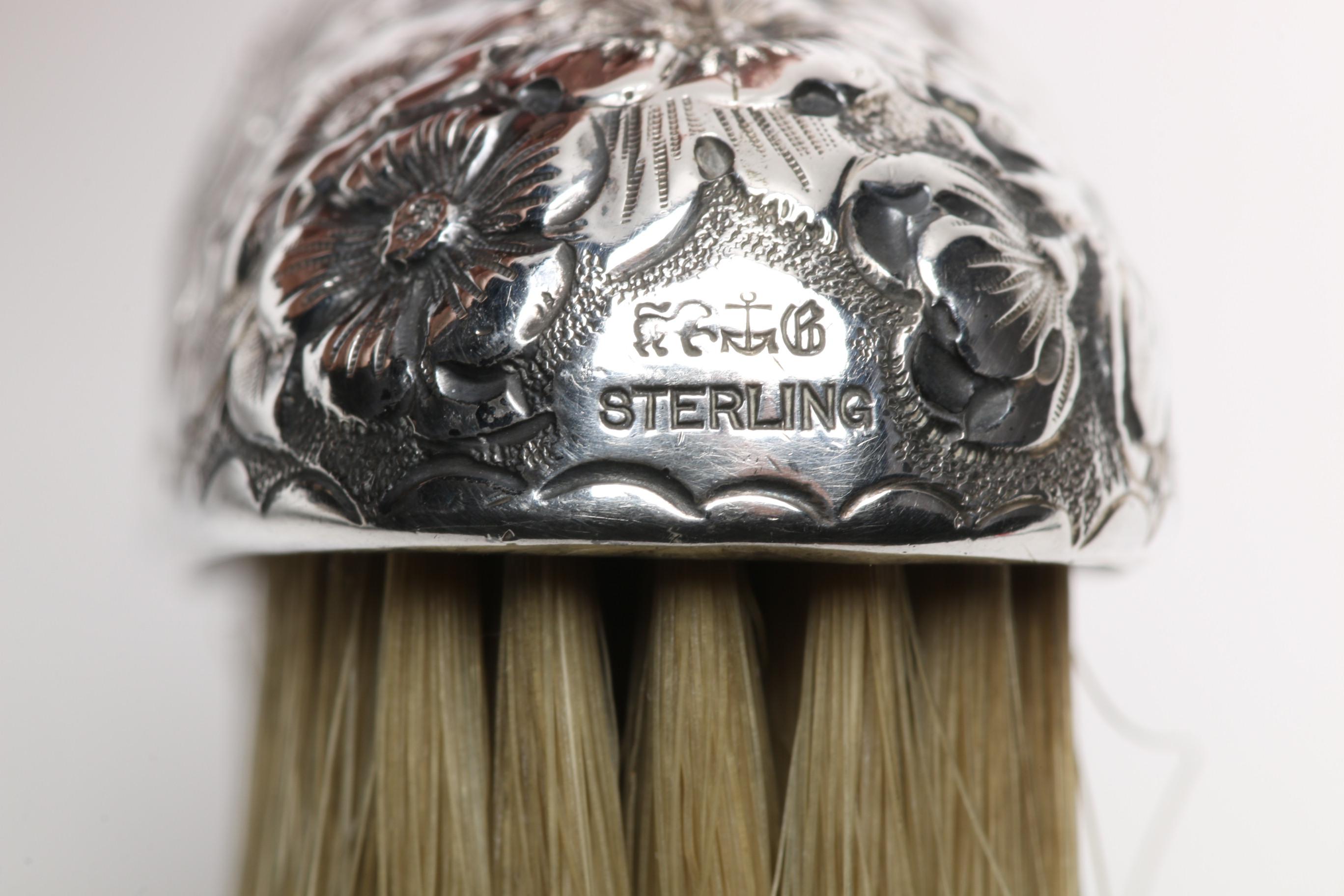 1893 William Stringer Mills London Powder Jar with Other Sterling Vanity Items