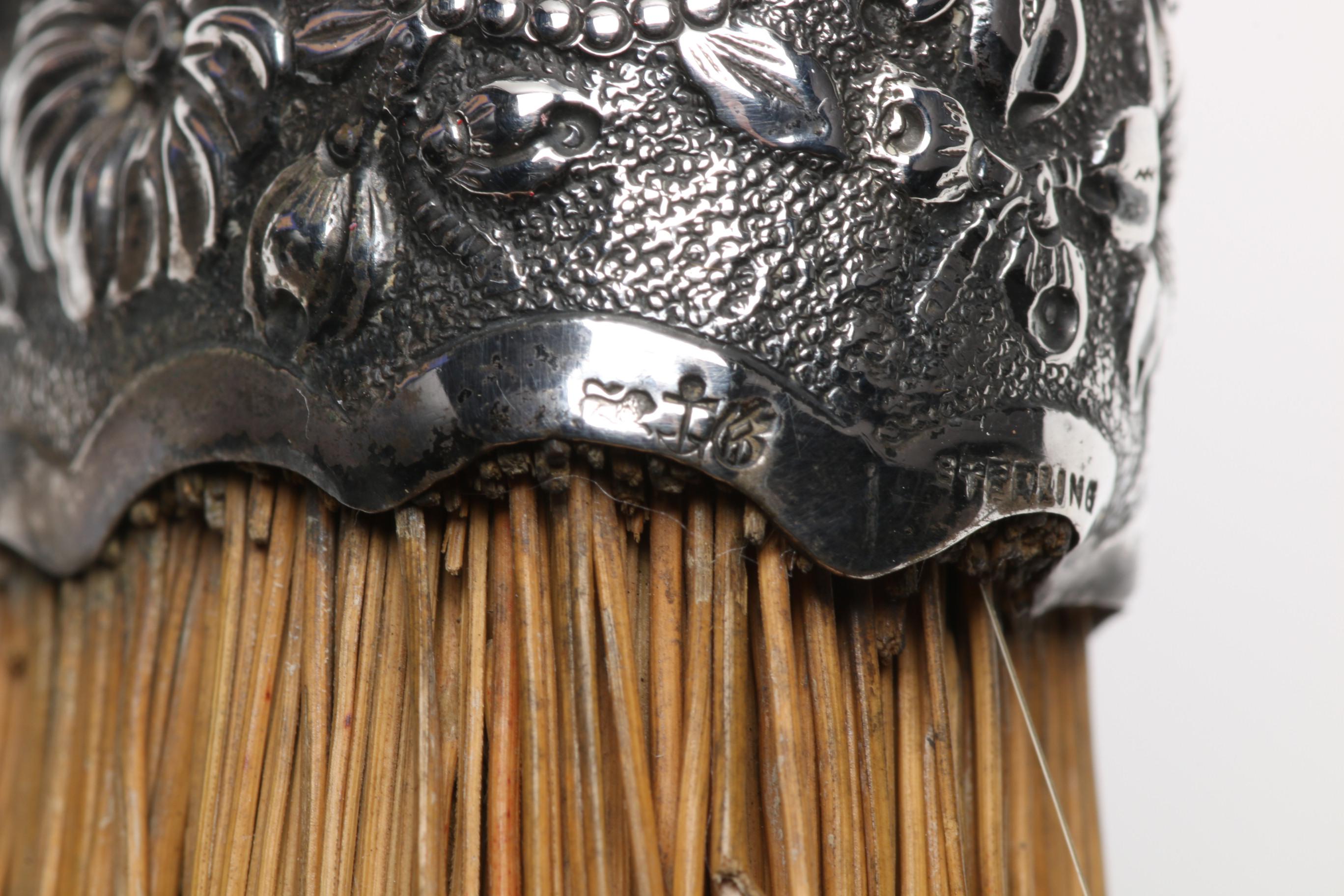 1893 William Stringer Mills London Powder Jar with Other Sterling Vanity Items