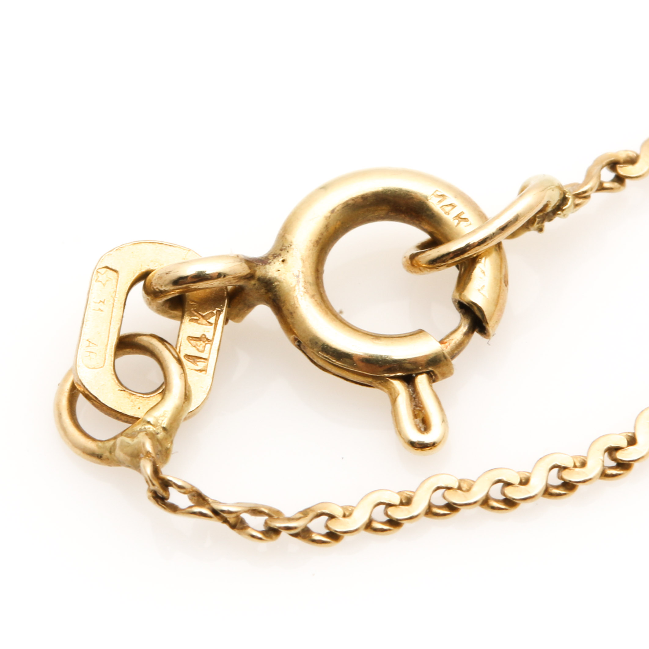 14K Yellow Gold Egyptian Hieroglyphic Pendant Necklace