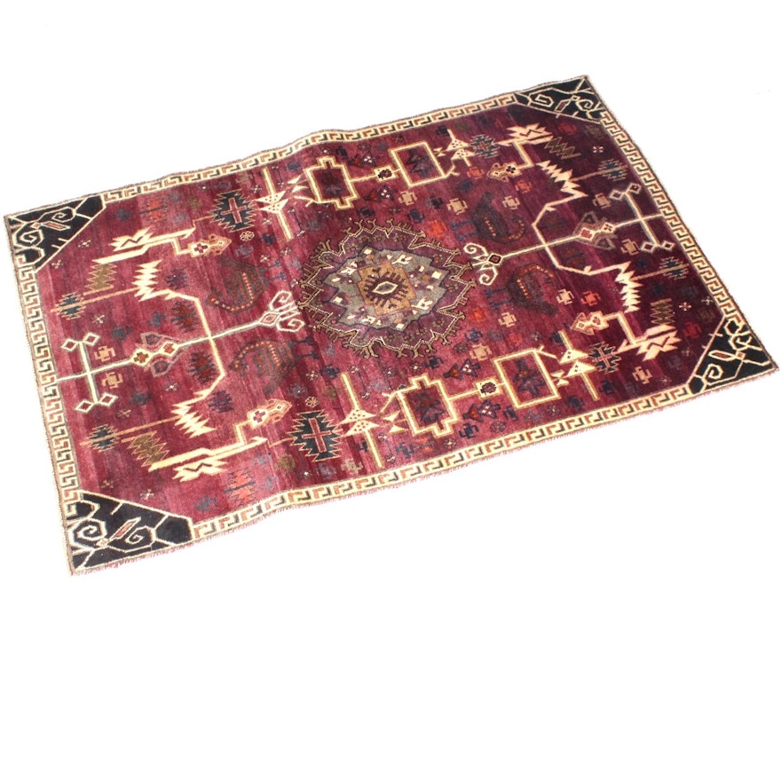 Vintage Hand-Knotted Persian Qashqai Area Rug