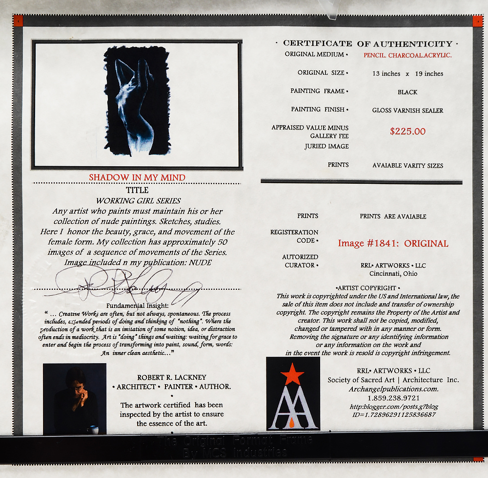 Robert Lackney Mixed Media Drawing "Shadows in My Mind"