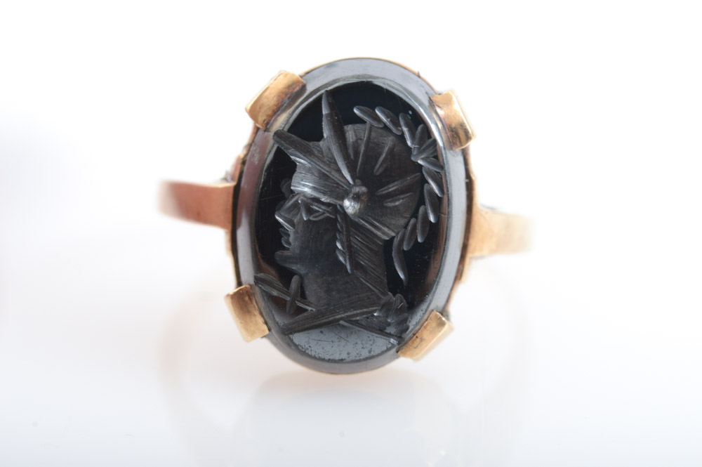 10K Yellow Gold Hematite Ring