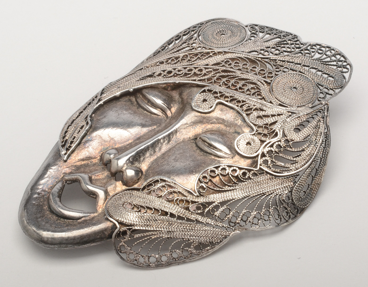 Signed Artisan Sterling Silver Brooch with Telkari Filigree