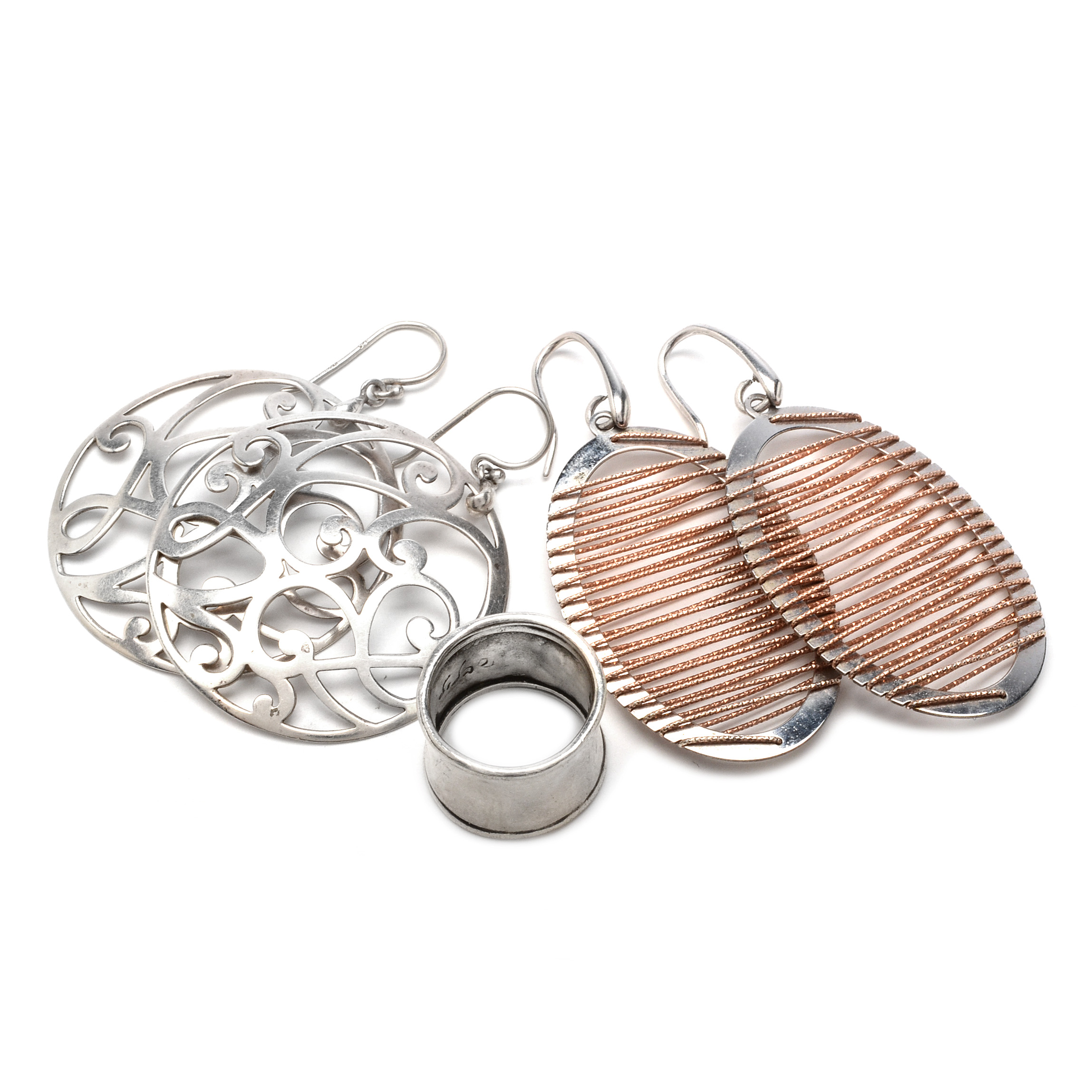 Sterling Silver Earrings and Handcrafted Band