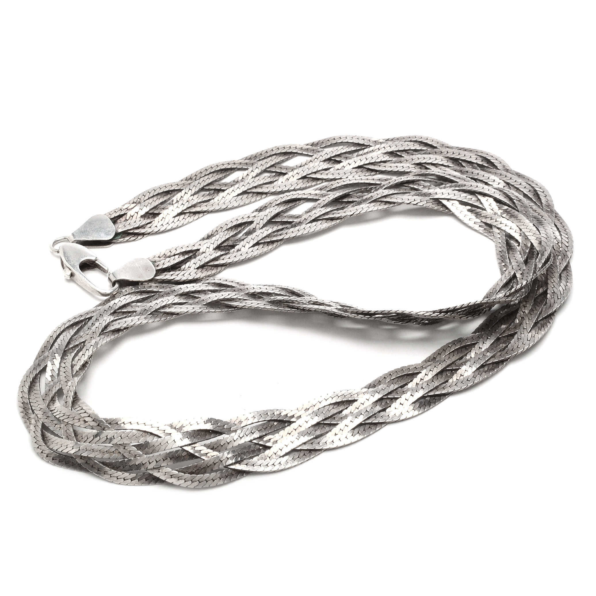 Sterling Silver Five Chain Braided Necklace