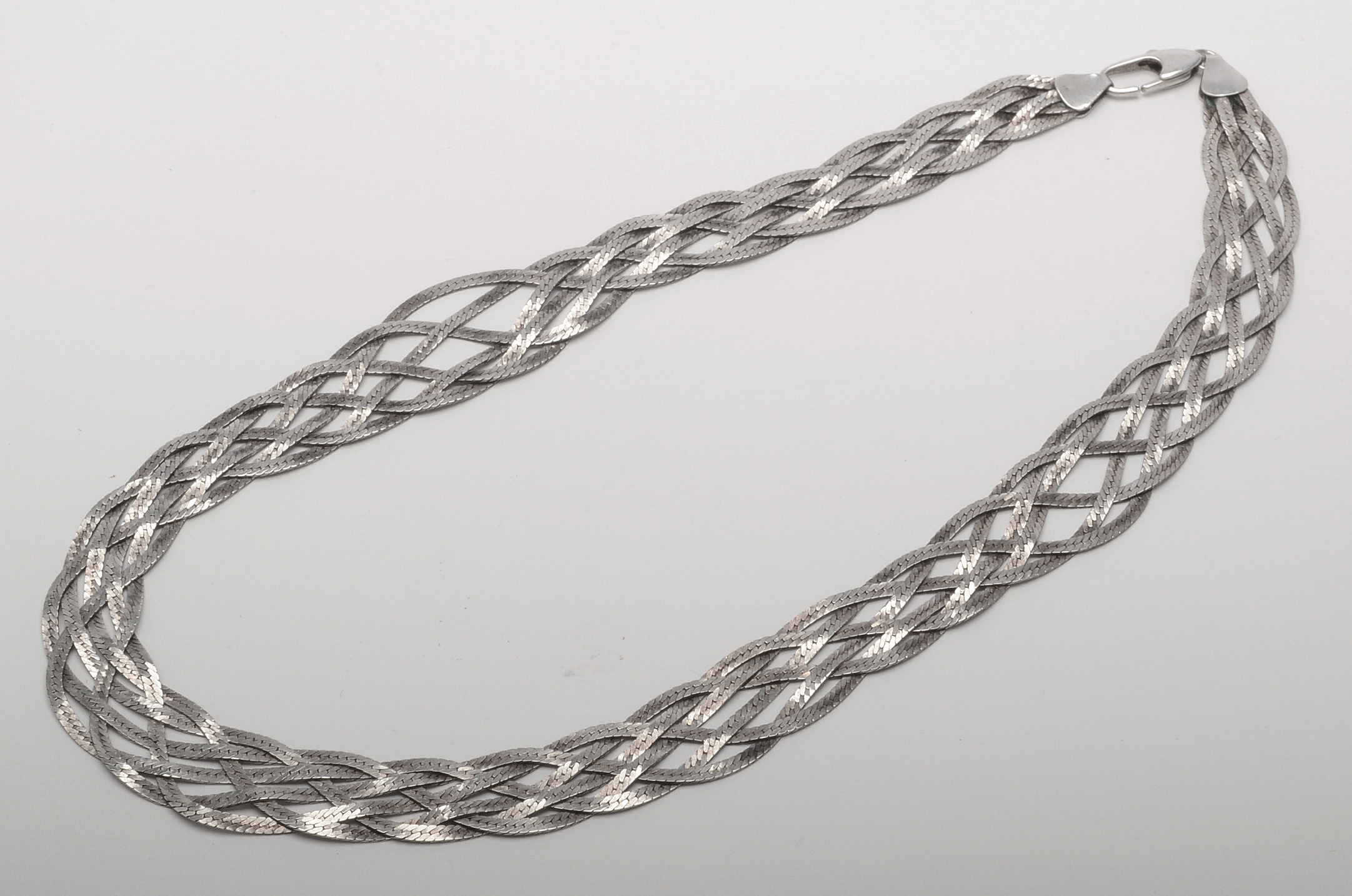 Sterling Silver Five Chain Braided Necklace