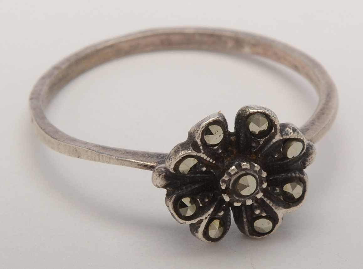 Sterling Silver Marcasite Brooches and RIng