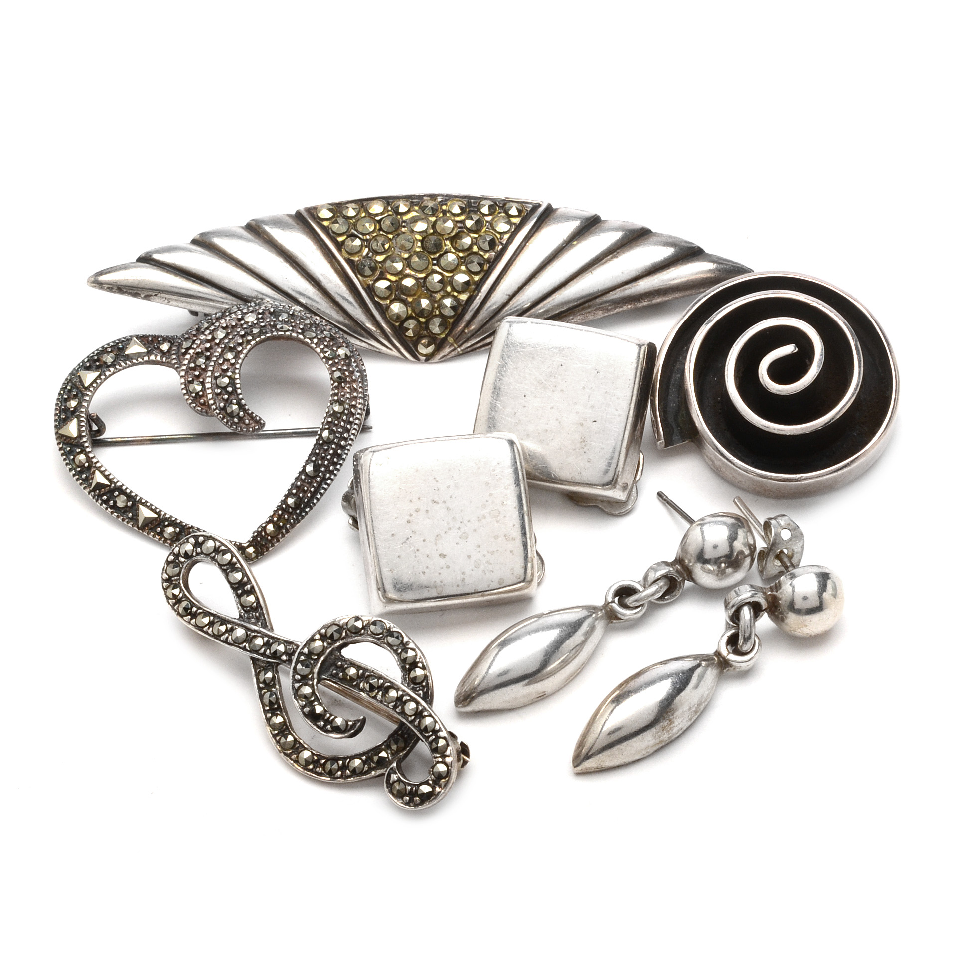 Vintage Sterling Silver Jewelry Including Marcasites