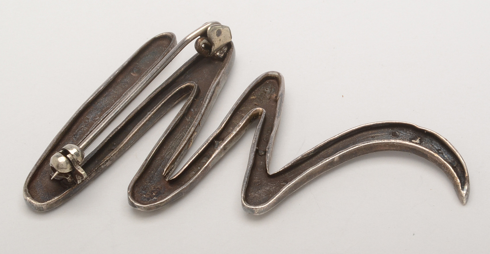 Sterling Silver Scribble Earrings and Marcasite Brooch