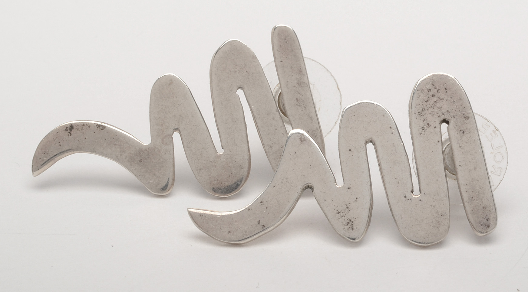 Sterling Silver Scribble Earrings and Marcasite Brooch