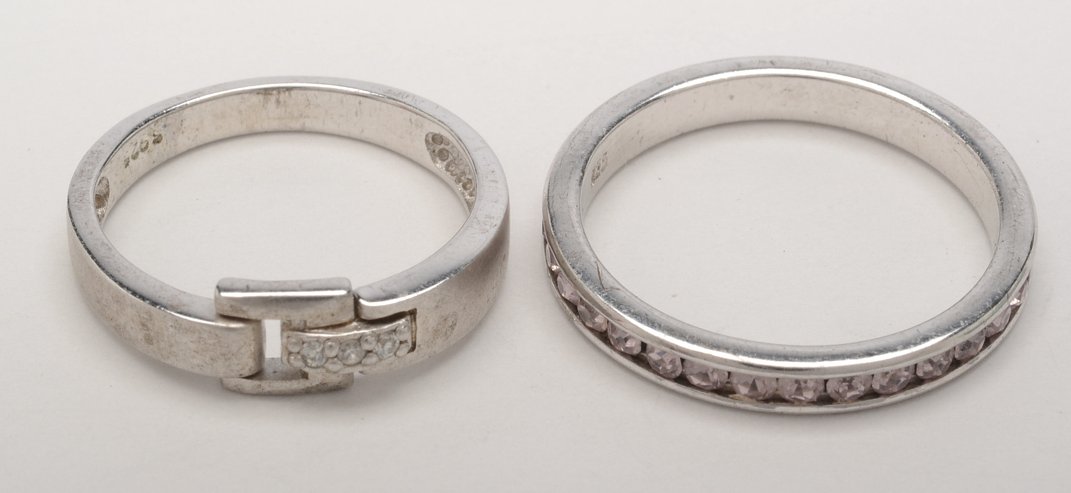 Sterling Silver and Silver Tone Rings with Cubic Zirconia and Other Stones