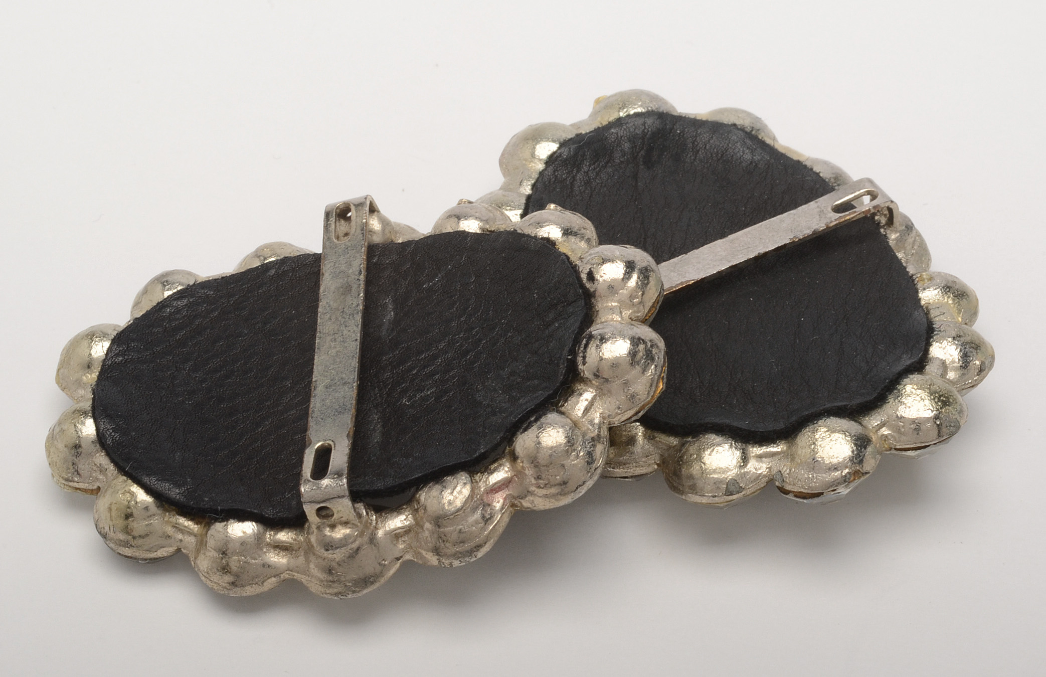 Sterling Silver Cross Gemstone Pendant and Vintage Rhinestone Shoe Clips