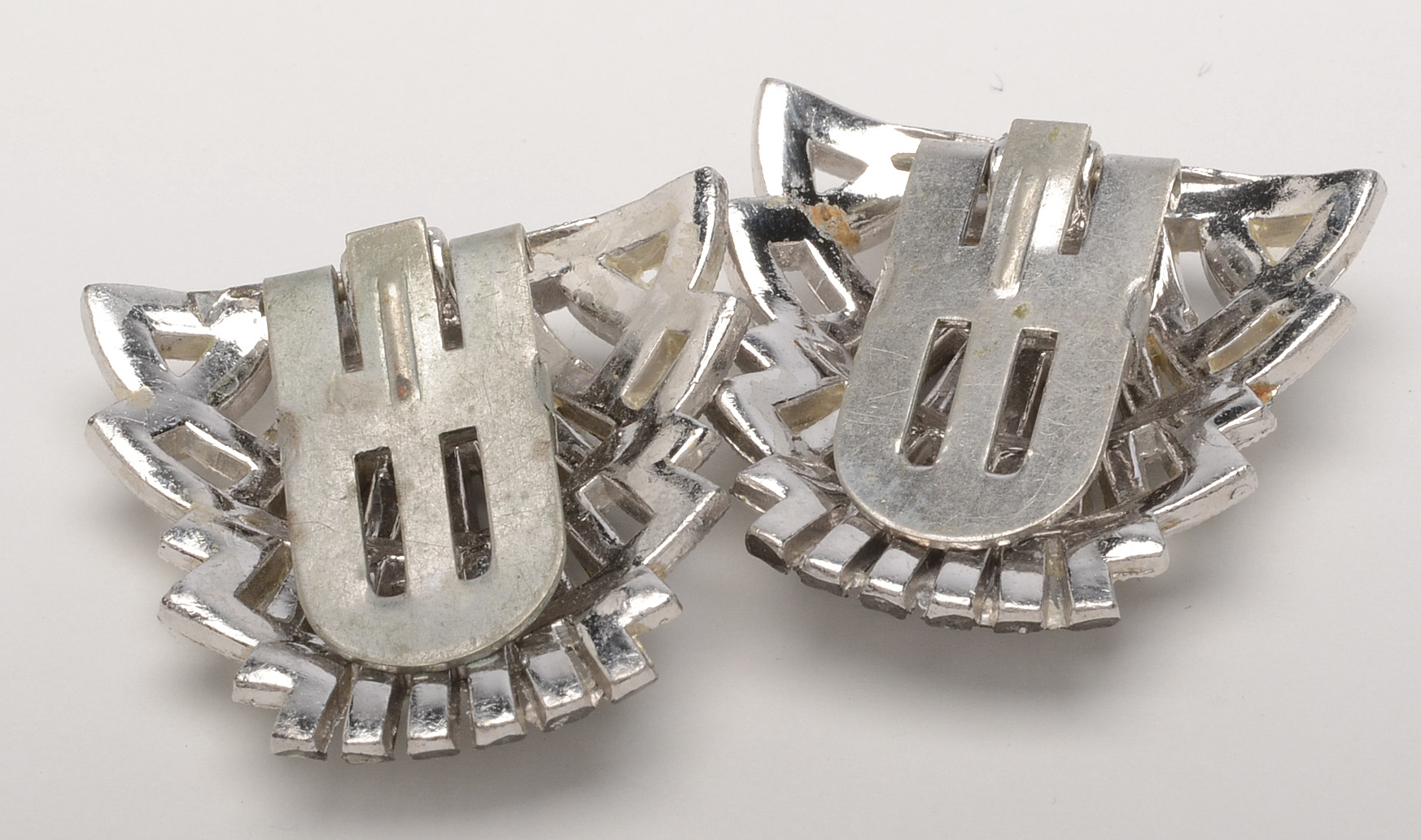 Sterling Silver Cross Gemstone Pendant and Vintage Rhinestone Shoe Clips