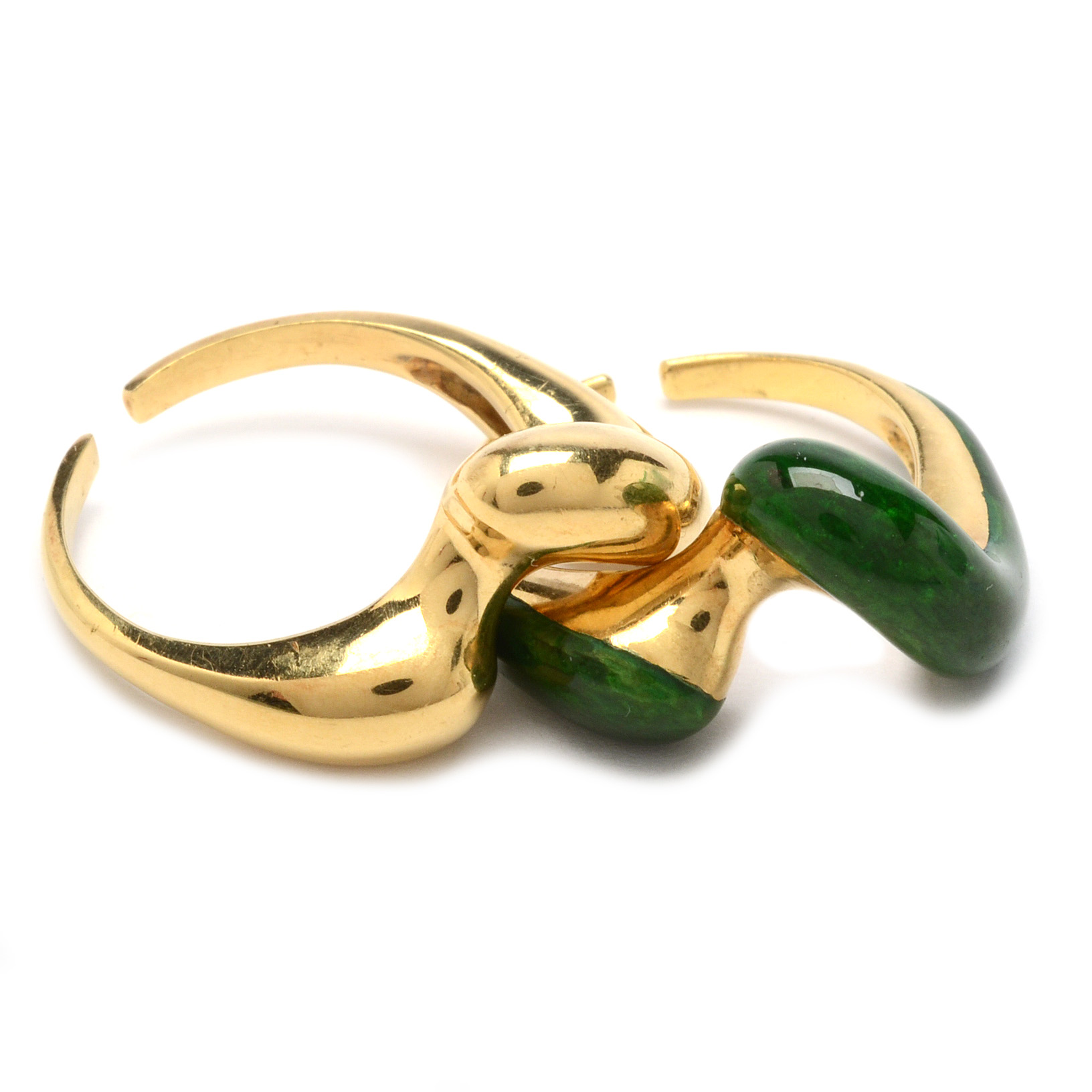 18K Yellow Gold and Enamel Swirl Enhancer Rings