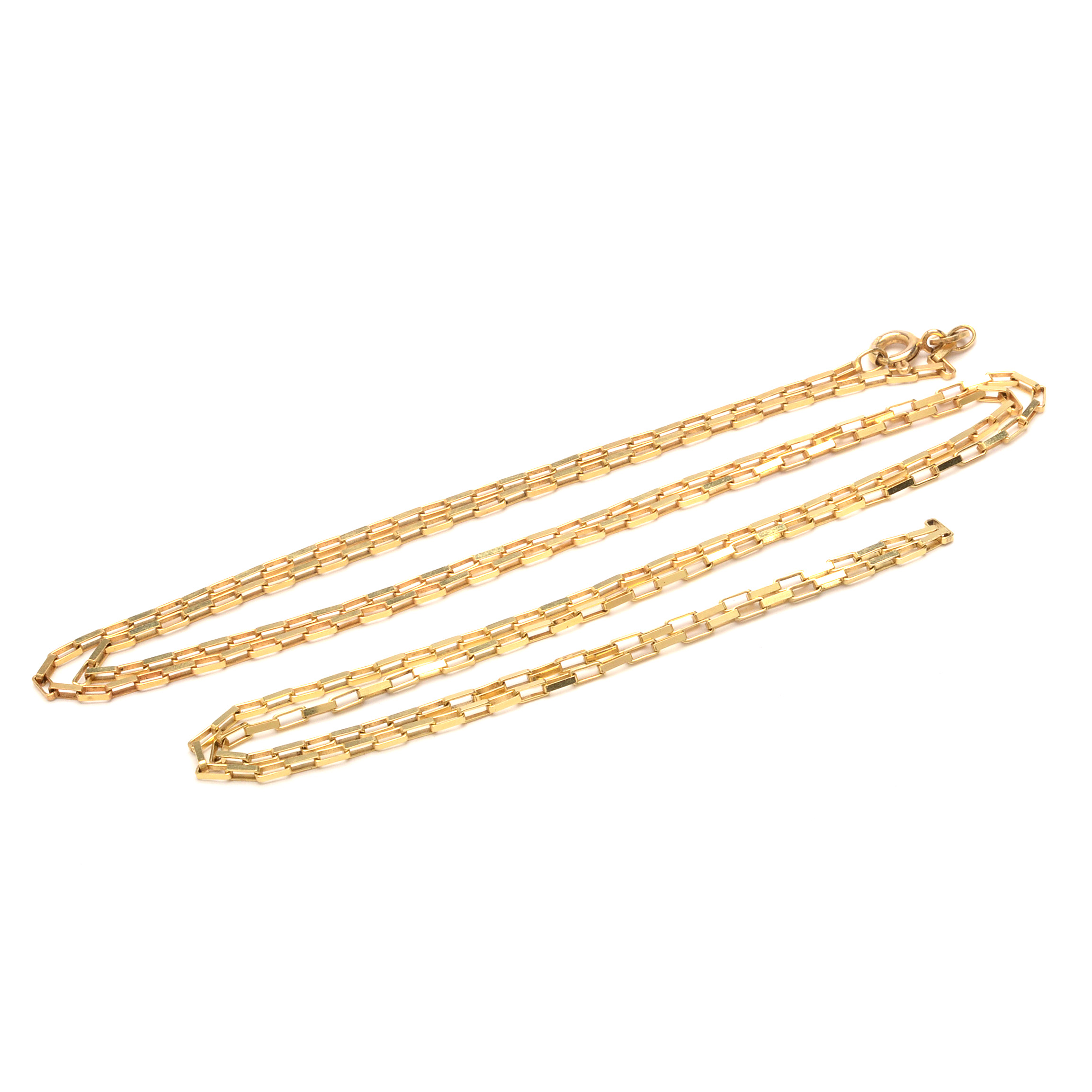 14K Yellow Gold Rectangular Link Chain Necklace