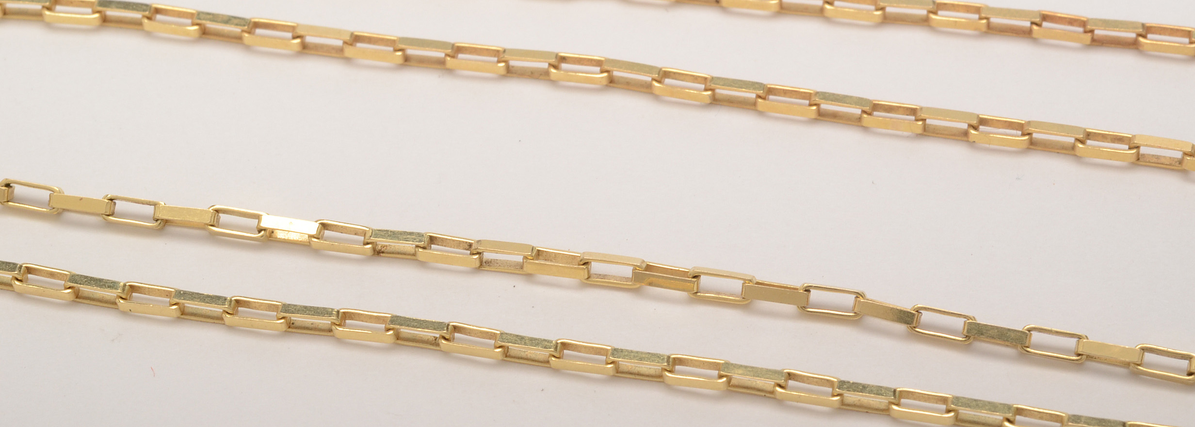 14K Yellow Gold Rectangular Link Chain Necklace