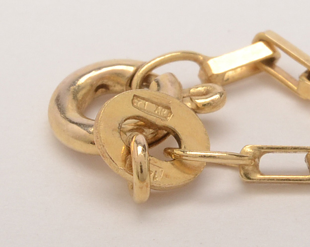 14K Yellow Gold Rectangular Link Chain Necklace