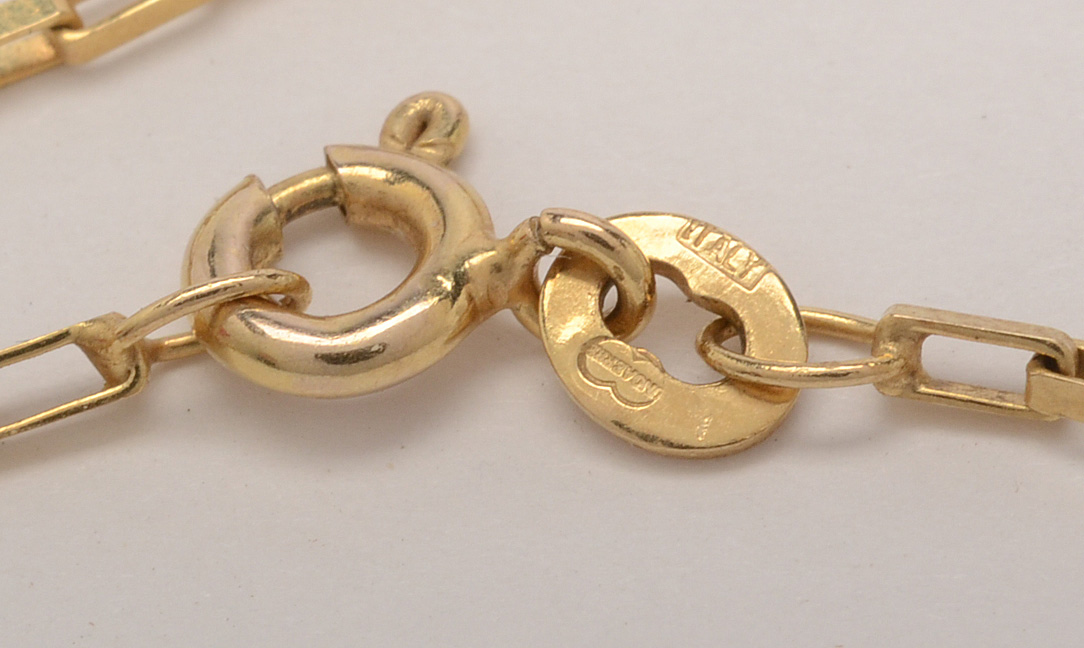 14K Yellow Gold Rectangular Link Chain Necklace