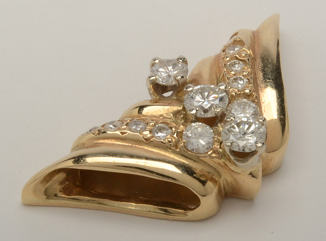 14K Yellow Gold and Diamond Slide Pendant