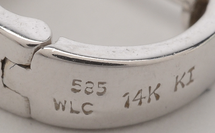 14K White Gold Diamond Huggie Hoop Earrings