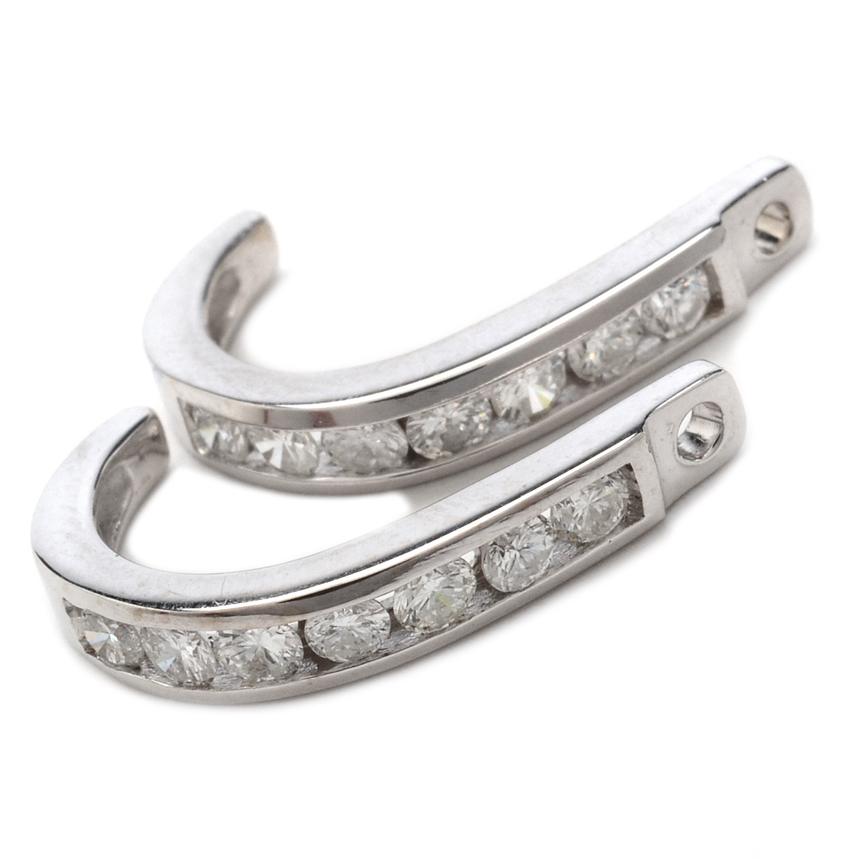14K White Gold Diamond J-Hoop Earring Jackets