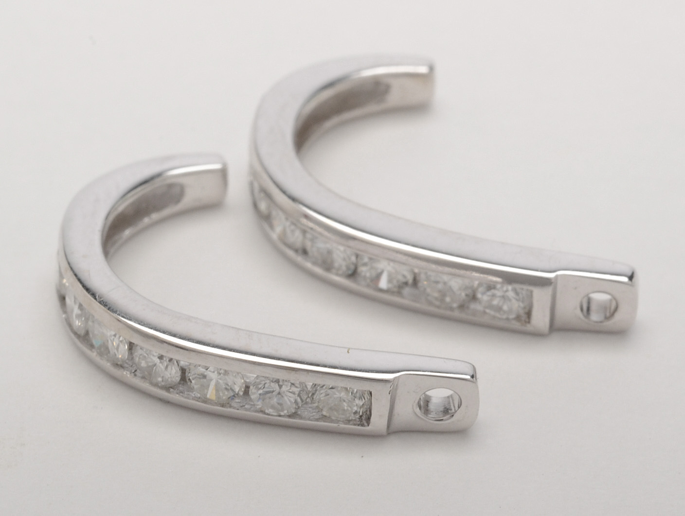 14K White Gold Diamond J-Hoop Earring Jackets