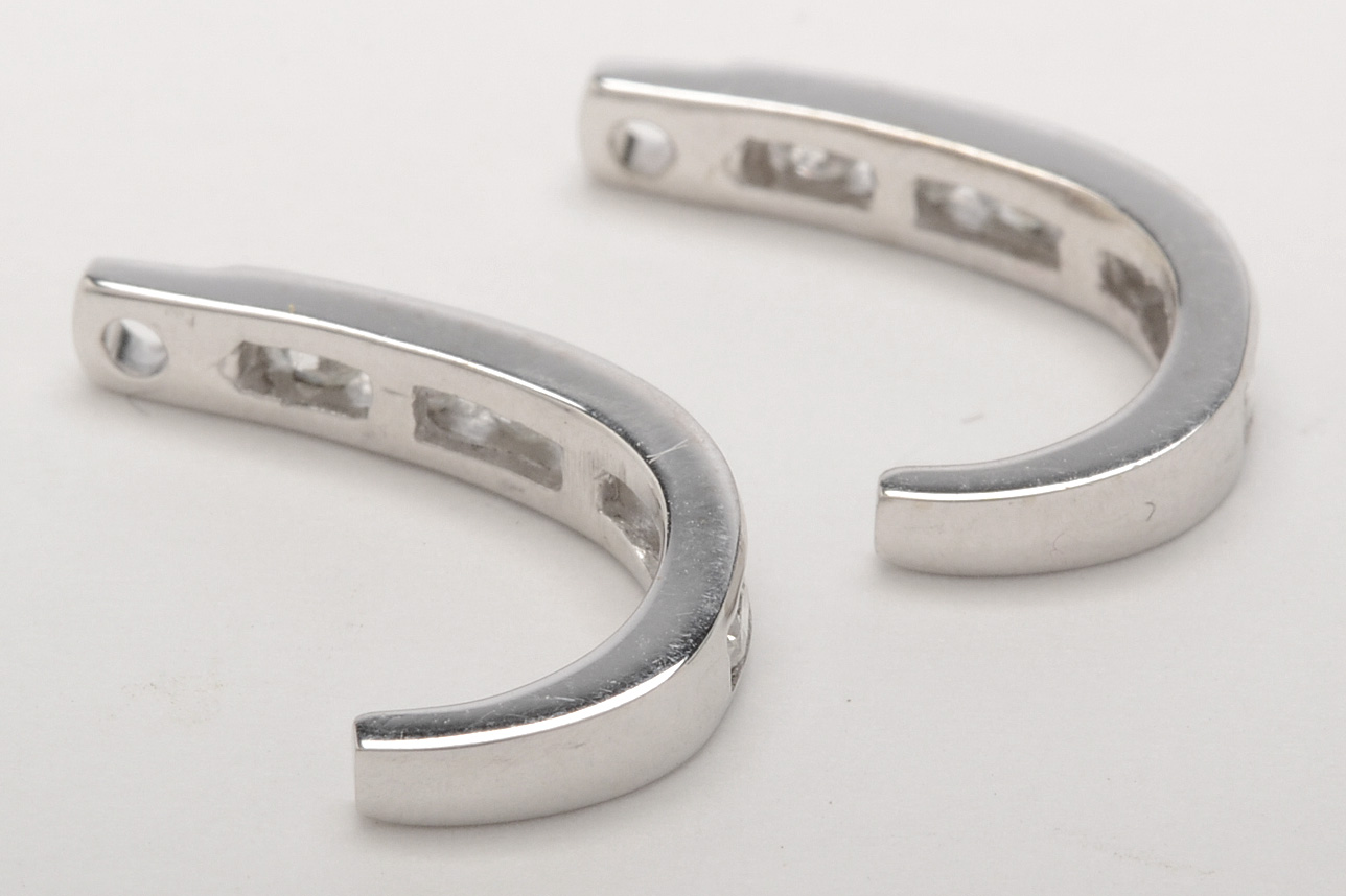 14K White Gold Diamond J-Hoop Earring Jackets