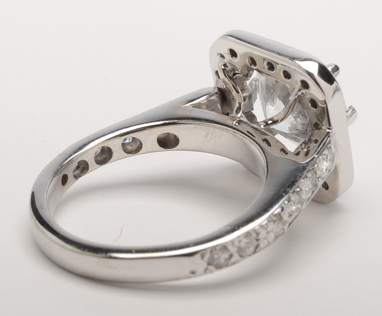 14K White Gold Cubic Zirconia and Diamond Statement Ring